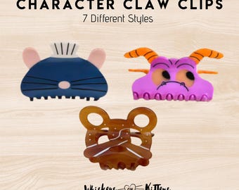 Theme Character Claw Clips – Rat Chef, Pascal, Figment, Mickey Pretzel | Cute Hair Accessories | 2.86&quot;