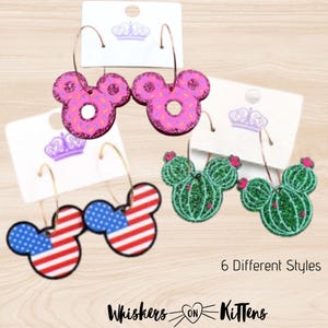 Mickey Mouse Hoop Earrings: Acrylic Resin, Nickel-Free - 6 Styles