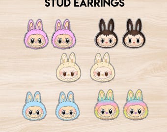 LaBuBu Stud Earrings | Acrylic Hard Plastic | Pink, Blue, Brown, White, or Pastel Rainbow | Nickel & Lead Free