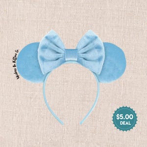 Solid Light Blue Felt Minnie Mouse Ears Headband | Soft Plush Neutrals for Theme Parks or Everyday Magic