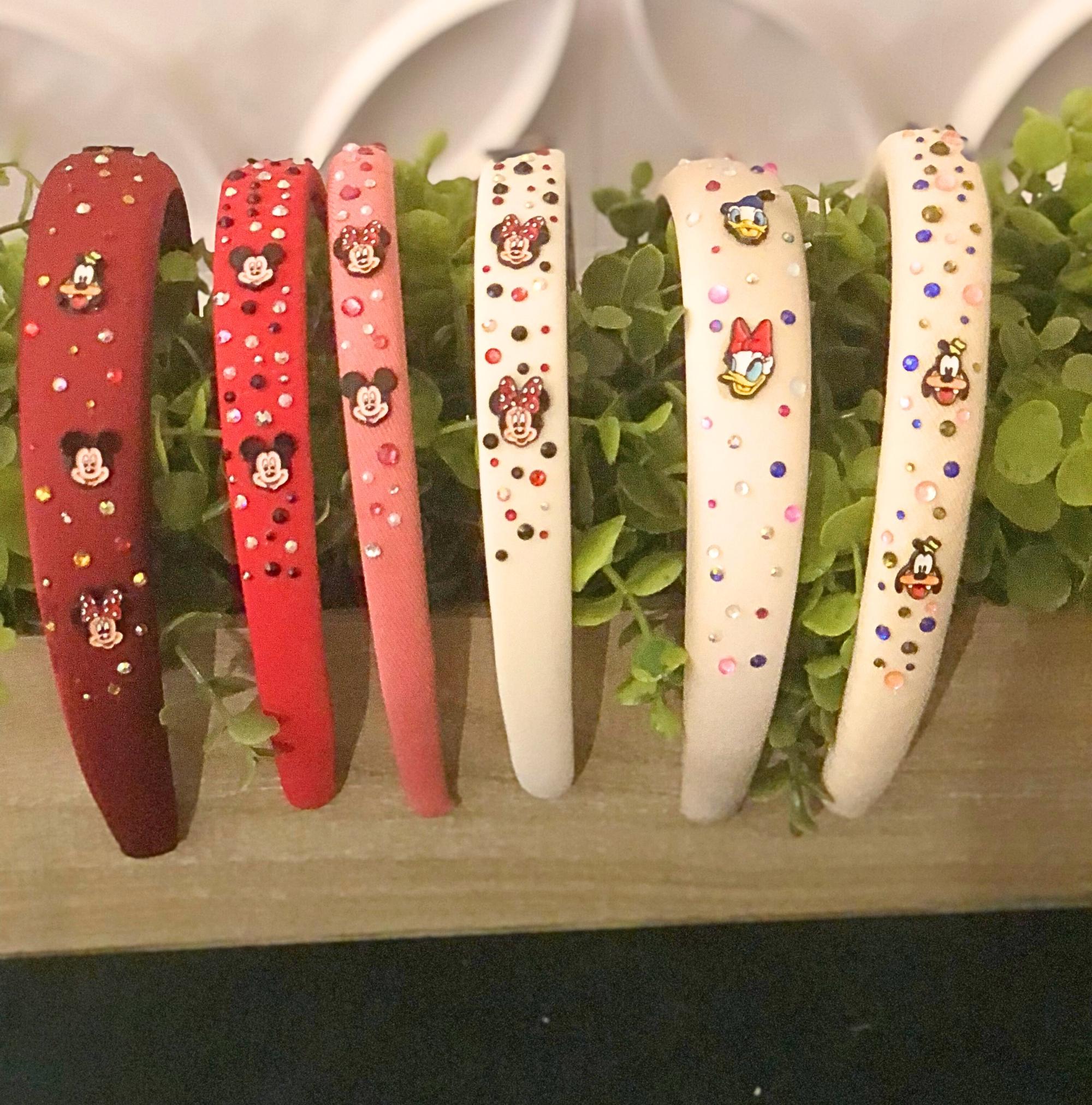 Disney Character Knot Headbands with Crystals – Minnie, Mickey, Goofy, Donald & Daisy