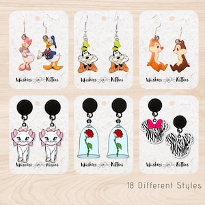 Character Acrylic Dangle Earrings – 20 Styles – Fishhook or Post – Nickel & Lead Free