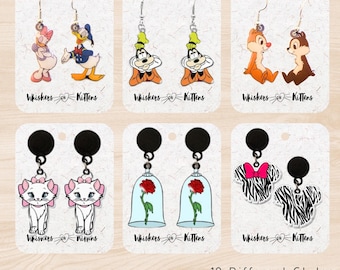 Character Acrylic Dangle Earrings – 20 Styles – Fishhook or Post – Nickel & Lead Free