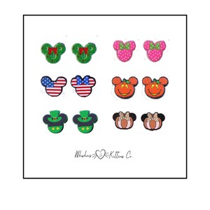 Mickey Mouse Holiday Stud Earrings: 6 Pair Set