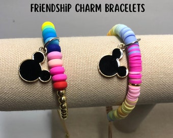 Character Charm Friendship Adjustable Bracelets Rainbow and Pastel