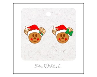 Gingerbread Mickey and Minnie Earrings: Acrylic Christmas Studs