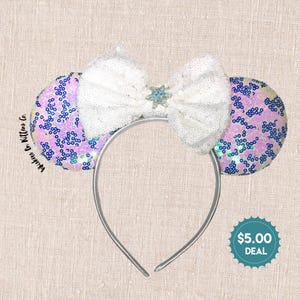 Snowflake Mouse Ears Headband | Blue Glitter & Sequin | Frozen-Inspired | 4 Styles Available