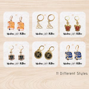 Wizard School Themed Earrings – Enamel Charm Drop Earrings – Witchy Jewelry – Wizard Fandom Gift – Nickel-Free Earrings – 11 Magical Styles