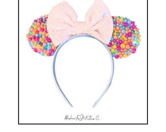 Bright Jewel and Pearl Ears | Magical Vacation Mouse Ears Headband - Customizable
