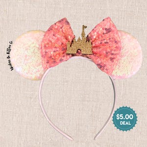 Glitter Magic Castle  Sequin Mouse Ears | White Mouse Ears Headband