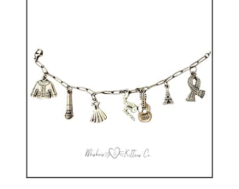 Silver Charm Bracelet – 7-Charm Story Bracelet | Music Lover Jewelry | Gift for Fans
