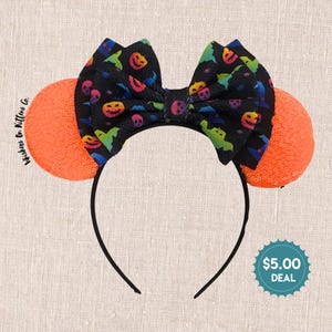 Halloween Mouse Ears Headband | Black, Orange & Purple | 4 Styles Available