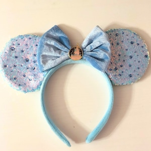 Blue Crystal Embellished Magic Kingdom Mouse Ears Headband | Blue Jeweled Mouse Ears | Bejeweled Mouse Ears