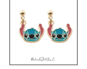 Stitch Dangle Earrings | Disney Inspired Enamel Charm Earrings | Cute Lightweight Nickel & Lead Free