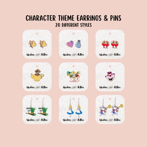 BOGO FREE | Alice in Wonderland Theme Character Earrings and Pins | Buy 1 Get 1 Free