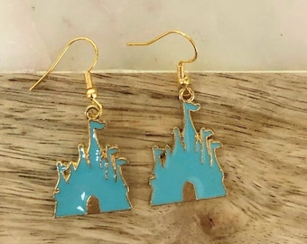 Magic Theme Park Castle Enamel Earrings