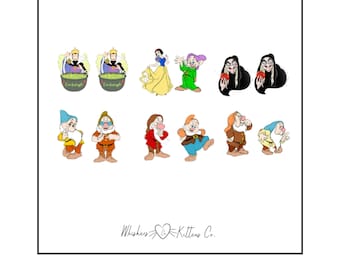 Snow White Character Stud Earrings: Mix & Match Acrylic Set