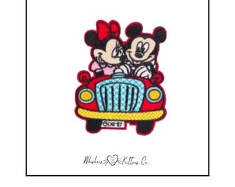 Iron On  Mickey and Minnie Car Character Patch