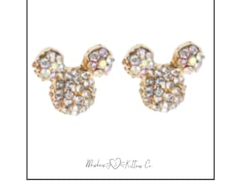 Crystal Mouse Shape Post Miniature Earrings