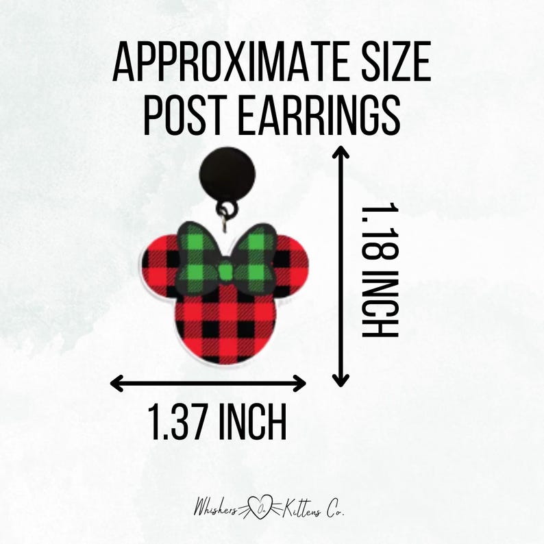 Buffalo Plaid Minnie Mouse Earrings – Holiday Disney Jewelry image 3