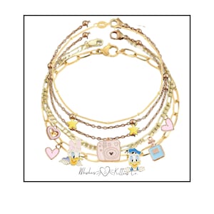 Character Charm Bracelet 5 Piece Stack Ducks Theme Chain Bracelet