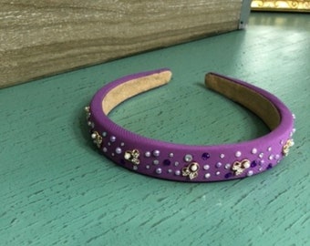 Crystal Jeweled Mouse Ears Magical Vacation Headband | Purple Crystal Rhinestone Jeweled Headband