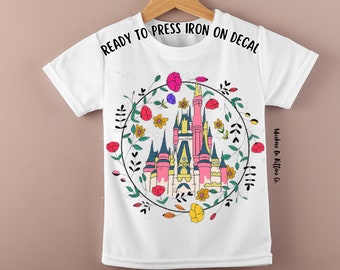 Ready To Press T-Shirt Transfer | Iron On Shirt Decal | Magic Kingdom  Flower Castle Iron On Transfer
