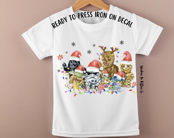 Ready to Press Character Decal DIY Tee Christmas Star Wars Character Christmas Disney Iron On Transfer