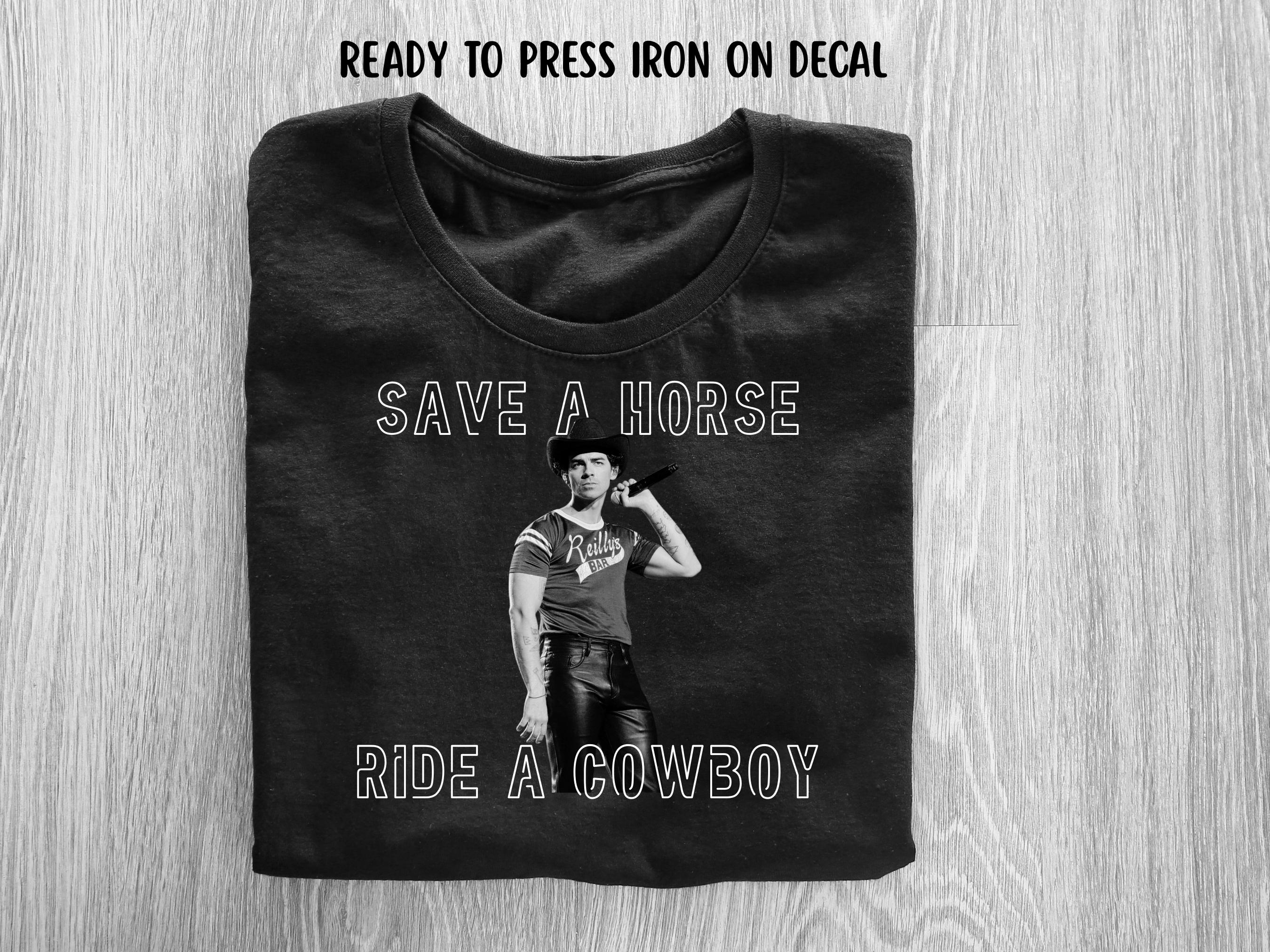 "Save A Horse Ride A Cowboy" Bumper Sticker - Funny Meme Decal | Waterproof Vinyl 5" | Made In USA