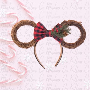 Christmas Wreath Mouse Ears Headband
