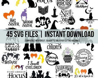Witch Sisters Halloween SVG Digital Files - Instant Download