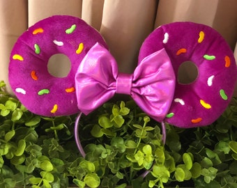 Plush Donut Mouse Ears Headband | Purple Donut Mouse Ears