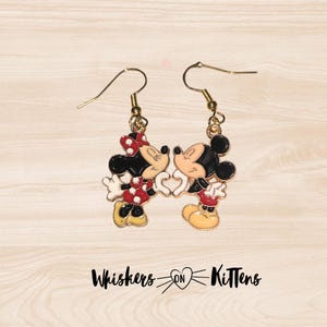 Mouse Character  Love Heart Theme Enamel Dangle Earrings
