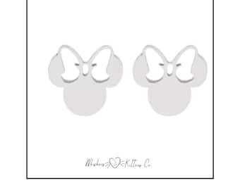 Silver Mouse Head Post Earrings