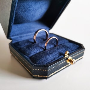 Vintage style double slots Ring box | Wedding ring box | Earrings Box | Jewellery box faux leather royal blue velvet interior