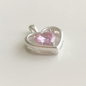 Pendentif double cœur vintage en argent sterling 925 avec zircon rose | Breloque amour romantique | Cadeau pour elle image 2