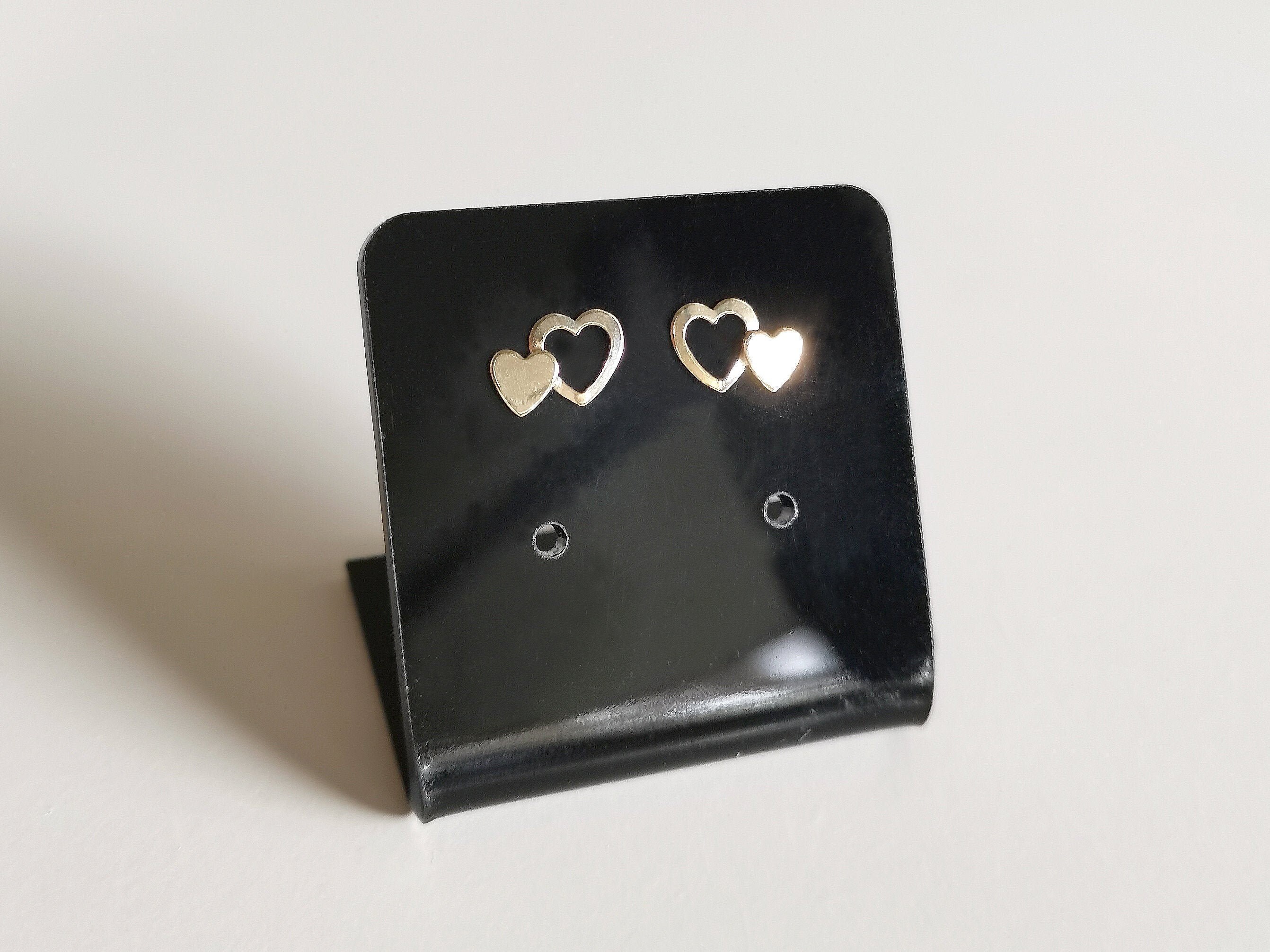 9ct GOLD OPEN DOUBLE HEART EARRINGS 7446 New Jewellery 9ct GOLD OPEN DOUBLE HEART EARRINGS 7446 New Jewellery