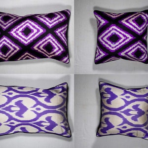Silk Velvet Ikat Pillow Cover | Bohemian pillow | Velvet Ikat Pillow | Decorative Pillow Cover | Double Sided Ikat Pillow