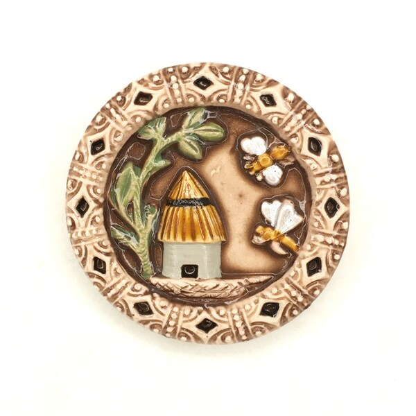 Honey Bees at the Skep-Button or Cabochon-HPAS 55