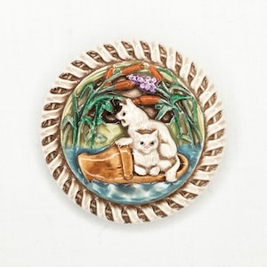 Kittens in a Slipper - Hand Painted - Button or Cabochon-HPAS-2