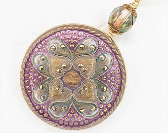 Iridescent Pastel Plum and Soft Green Pastel Pendant