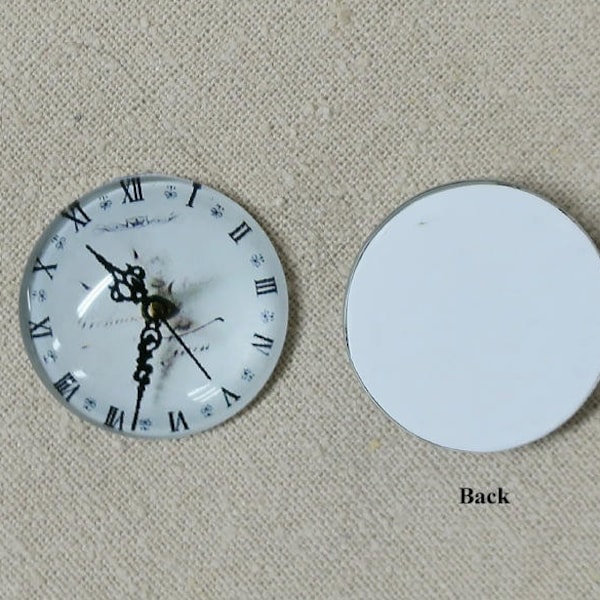 6 pcs. Round Clock Face, Glass Cabochon - Bin# 2