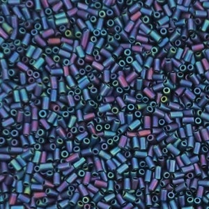 Size 1 bugle, 3 mm matte, blue iris metallic, bugle beads - 8 grams - Bin #151