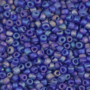 size 6, matte cobalt iris, glass seed beads- 8 grams-Bin# 62
