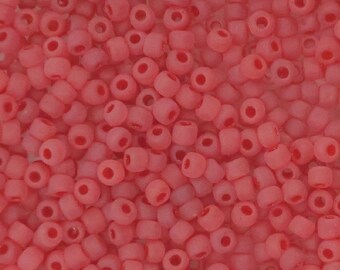 Size 6/0, matte ruby red, translucent, glass seed beads-Bin # 147