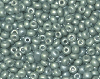 Size 6, seafoam aqua, pearlescent, glass seed beads-8 grams-Bin# 89