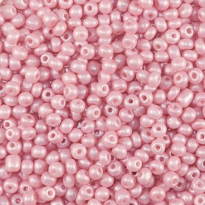 Size 6, light pink, pearlescent, glass seed beads-54 Grams-Bin# 71