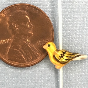 Tiny Metal Painted Yellow Finch Bead-SD149