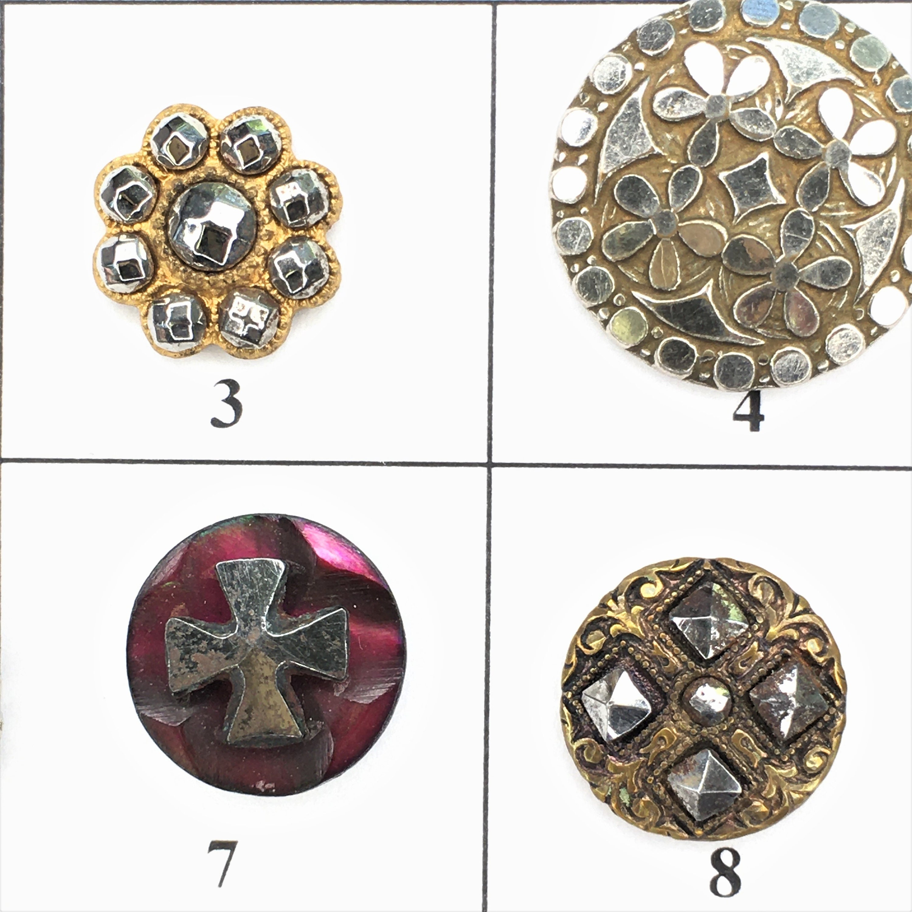 Fancy Antique Metal Buttons - 1/2
