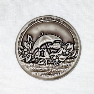 Art Stone Picture Button- Birds under Umbrella-AS-1094 Midnight